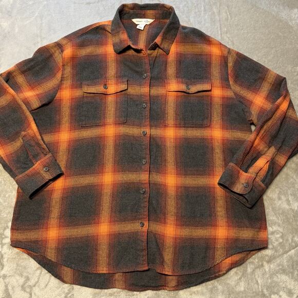 Old Navy The Boyfriend Taylor Swift Evermore Flannel Shirt Plaid Women's Size L - Picture 2 of 10